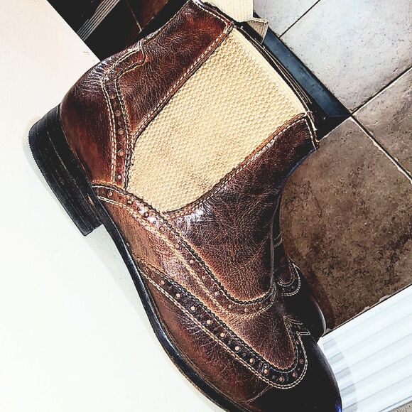 BENHEART Sz 7 FLORENCE Handmade Dip Dye Distressed Old Money Grunge Ankle Boots - Picture 6 of 16